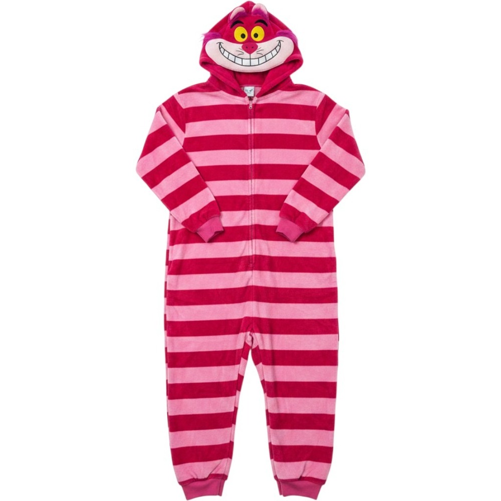 Cheshire Cat One Piece Costume Adult L Hooded Alice Wonderland Pajama Halloween